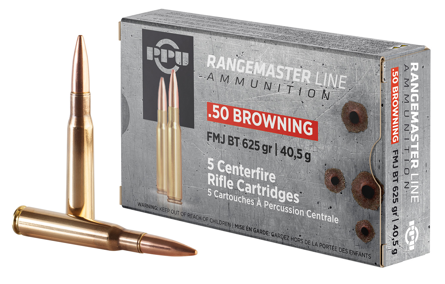 PPU PPRM50 .50 BMG 625 gr FMJ 5-Round Box
