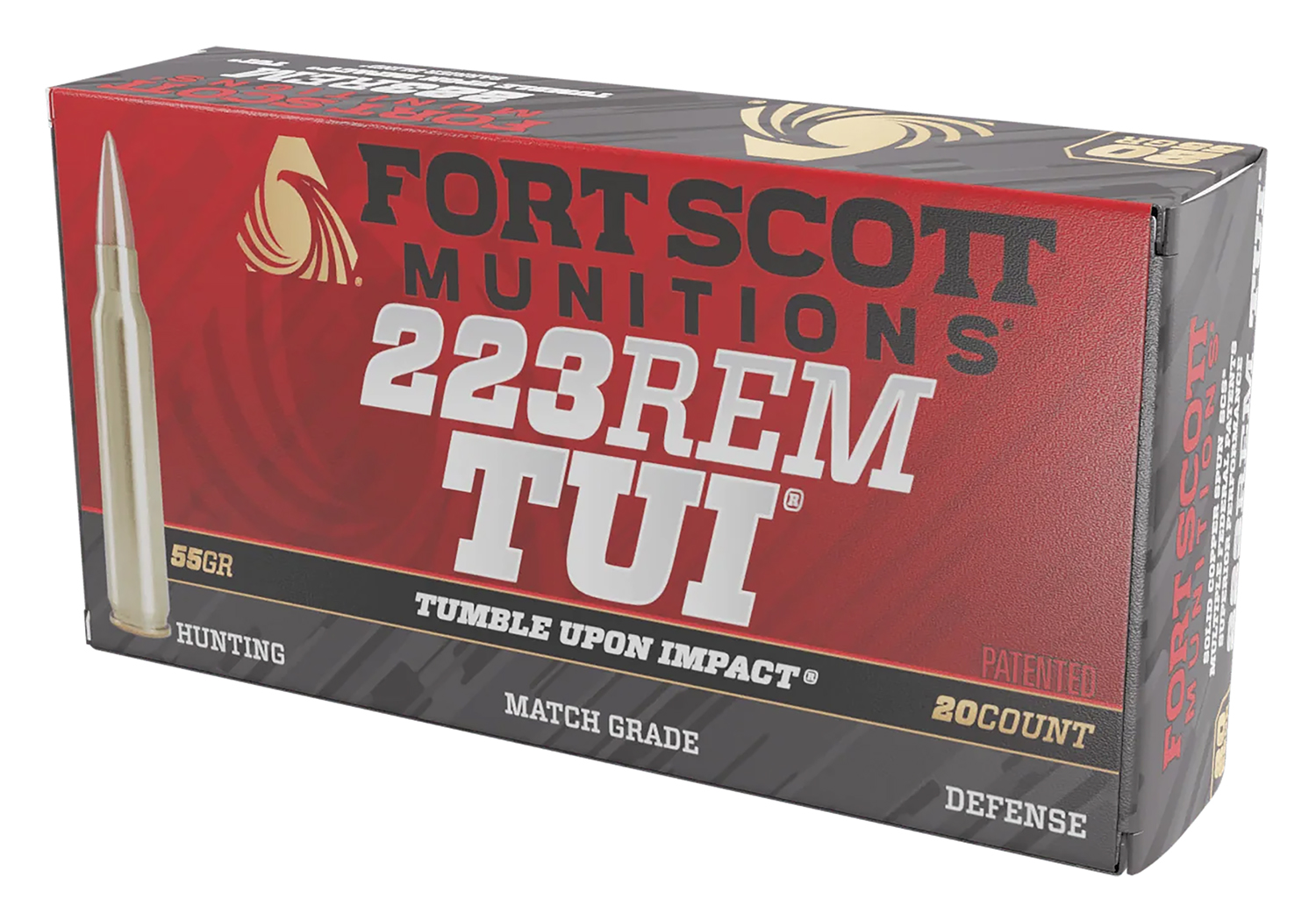 Fort Scott Munitions TUI .223 Rem/5.56 NATO 55 Gr Solid Copper 20 Rounds Per Box