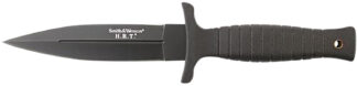 SW Knives H.R.T. Fixed Blade Knife 4.75" Blade, TPE Rubber Handle, Leather Belt/Boot Sheath