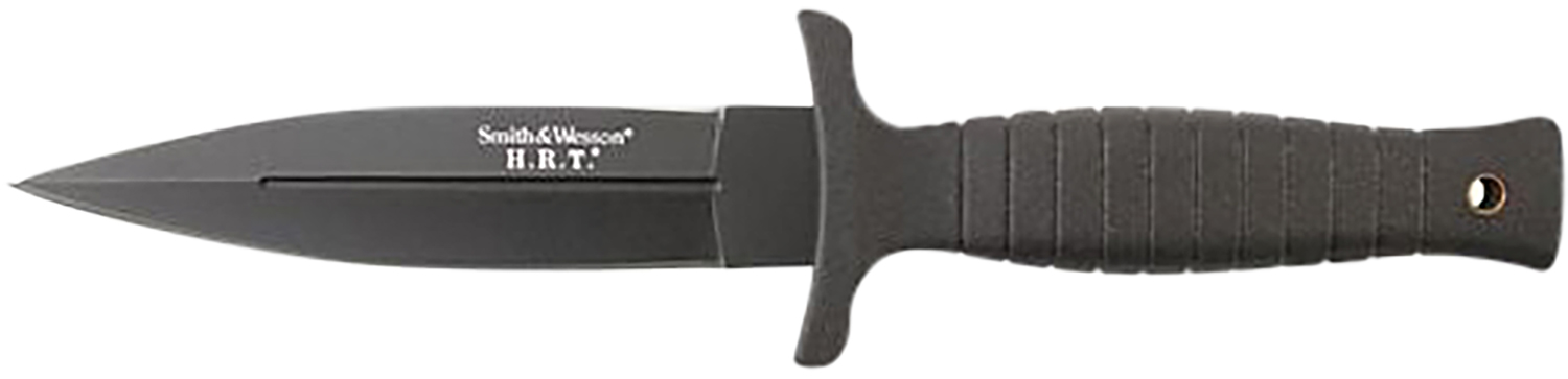 SW Knives H.R.T. Fixed Blade Knife 4.75" Blade, TPE Rubber Handle, Leather Belt/Boot Sheath