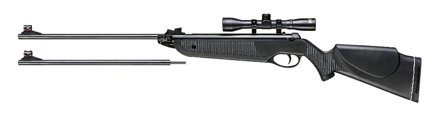 Beeman 1022 Black Club Combo 22 Caliber 1-Round Break Action Air Rifle with Fiber Optic Sights, 4x32 Scope
