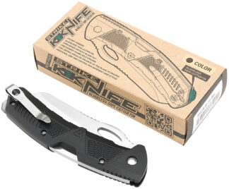 Strike Industries K1BK K1 3.51 in Folding Plain AUS-8A SS Blade Black Textured Polymer Handle