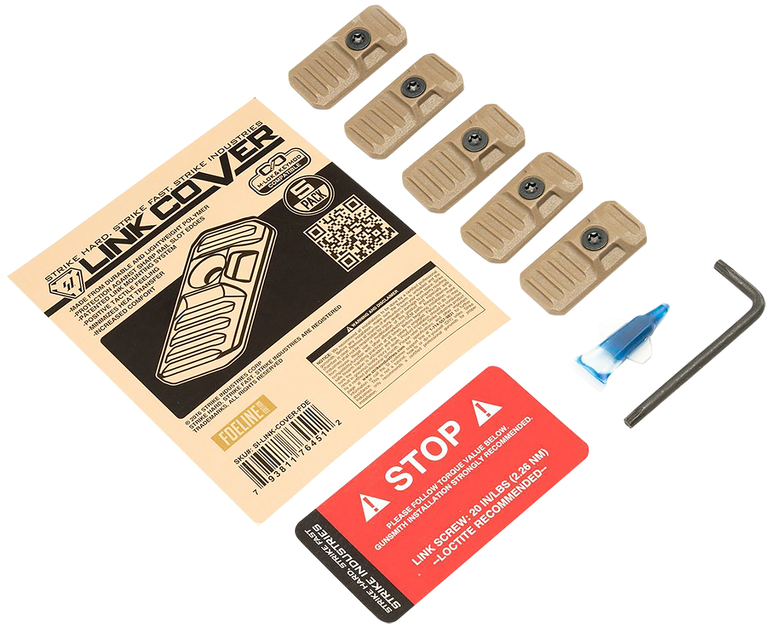 Strike Industries LINK-COVER-FDE Polymer Rail Cover Kit, Flat Dark Earth, 5 Pack