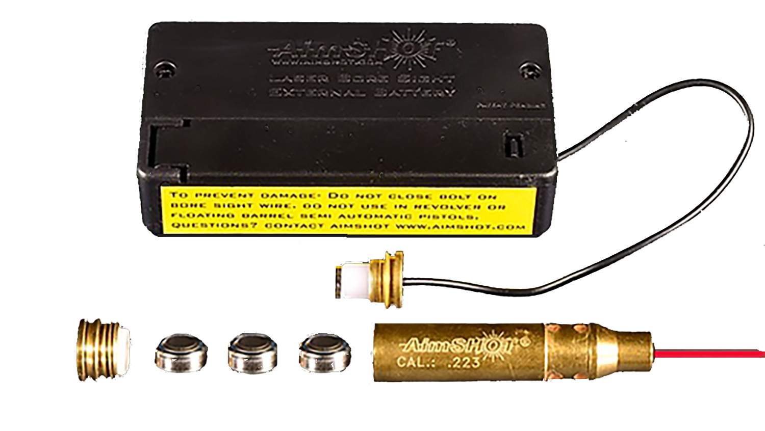 Aimshot MBS22320X Modular Bore Sight 223 Rem 20X Red Laser, Modular Battery Pack