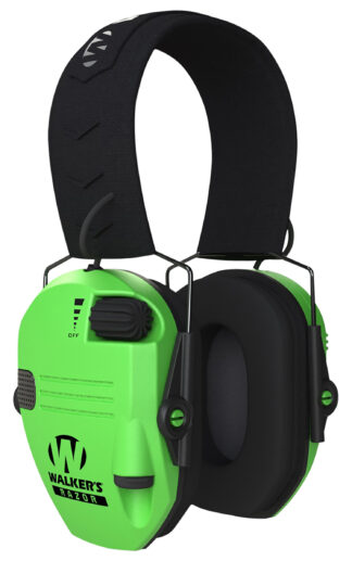 Walkers Razor Slim Electronic Muff 23 dB Over the Head Hi-Viz Green/Black Polymer