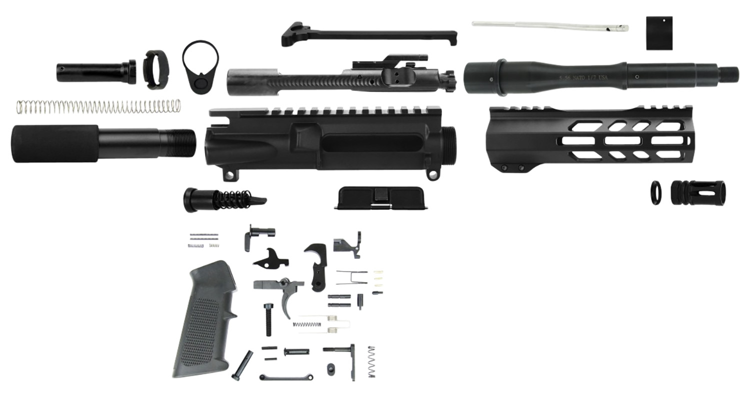 TacFire AR Build Kit 5.56x45mm NATO with 7.5 in Barrel and M-LOK Hand Guard, Black