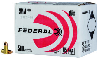 Federal Champion Training 9mm 115 Grain FMJ 500 Rounds