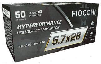 Fiocchi Hyperformance 5.7x28mm 40 gr Tipped Hollow Point Ammunition, 50 Rounds/Box