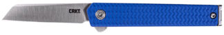 Columbia River CEO Microflipper 2.21" Sheepsfoot Flipper Knife, 12C27 Sandvik Blade, Blue Aluminum