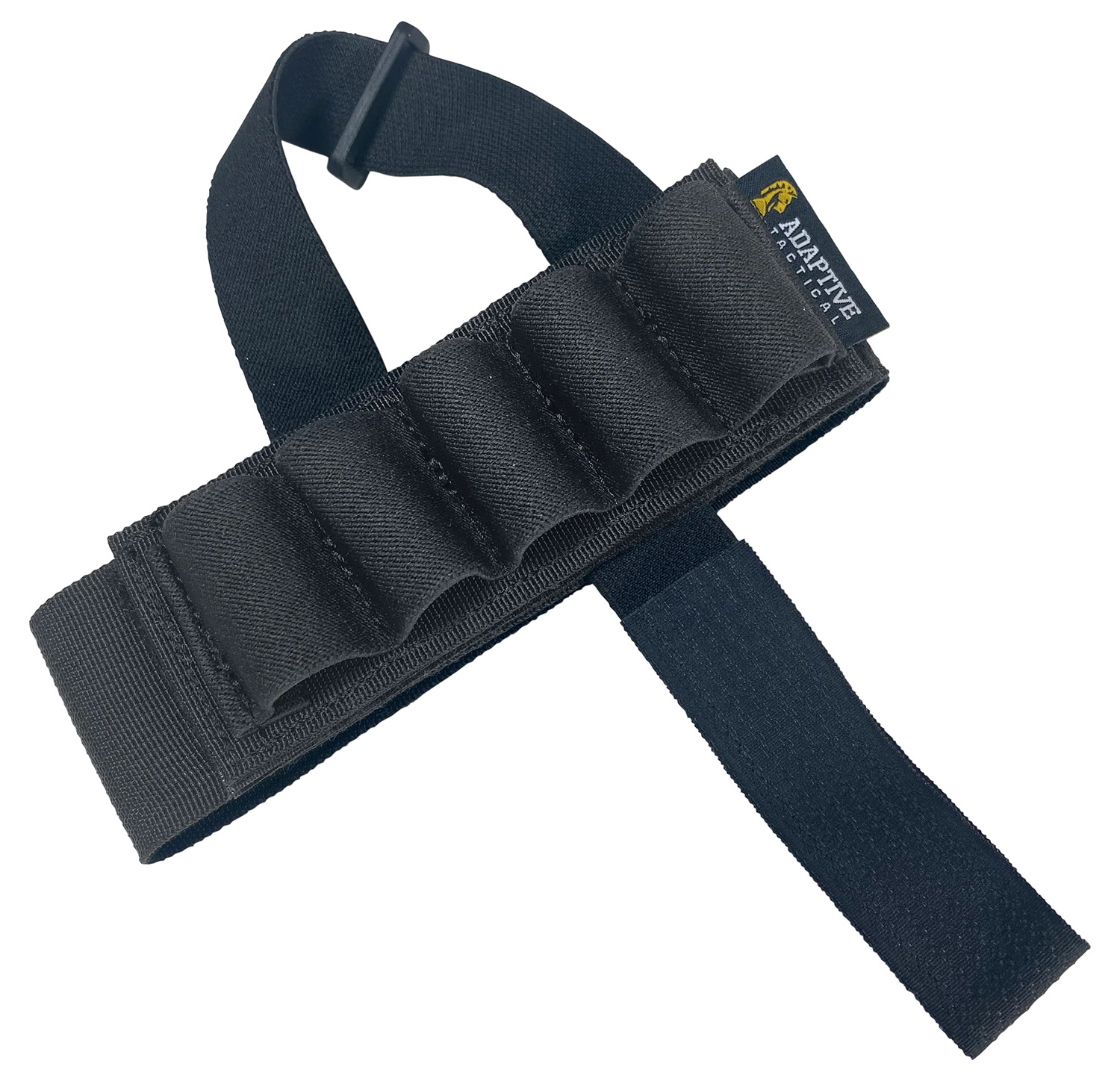 Adaptive Tactical Stock Mounted Shell Carrier 5-Shell Black Nylon, Removable Velcro Holder