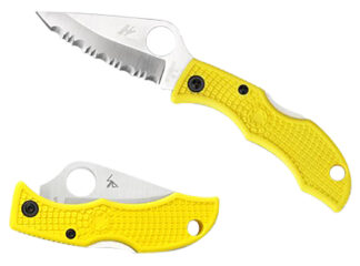 Spyderco Ladybug 3 Salt 1.94 in H2 Steel Plain Stonewashed Blade, Marine Yellow FRN Handle