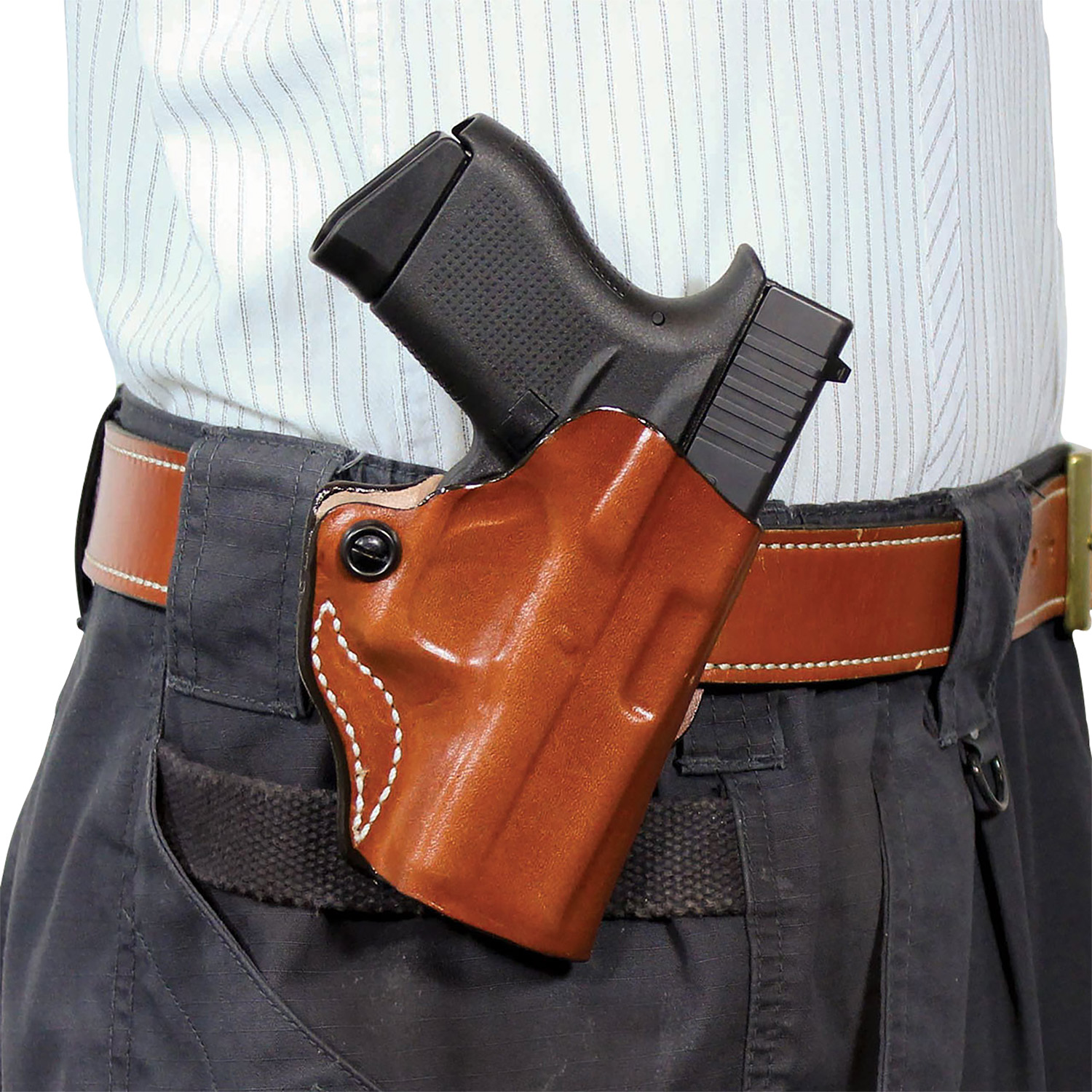 DeSantis Mini Scabbard Belt Slide Holster, Springfield Hellcat OSP, Right Hand, Tan Leather