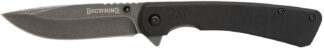 Browning Branded Rock EDC 3 in Folding Drop Point Knife, 7Cr17MoV SS, Black G10 Handle