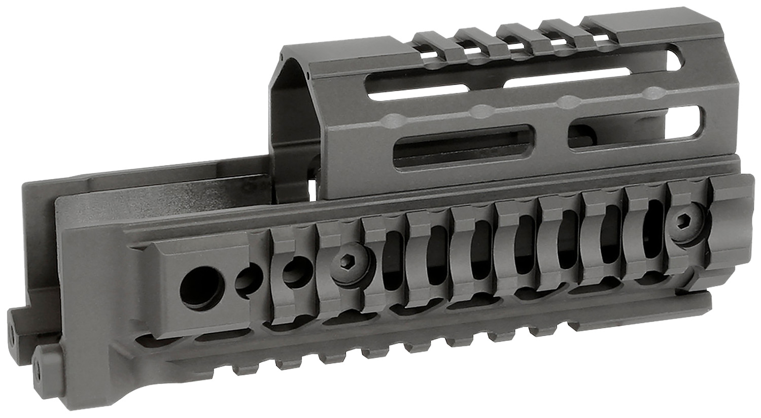 Midwest Industries AK Alpha Quad-Rail Handguard, 6'' Length, Hard-Coat Anodized 6061 Aluminum