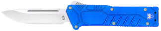 Cobratec Knives Special Forces OTF Knife 3.25in D2 Steel Drop Point Blue Anodized Handle