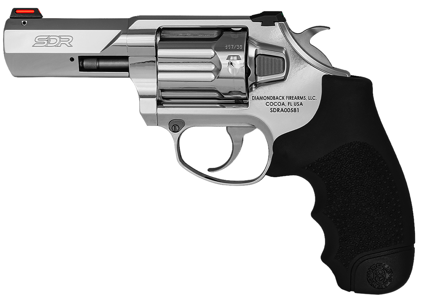 Diamondback SDR Double/Single Action 3" Polished Stainless Revolver, 6 Rounds, Fixed Fiber Optic Sights