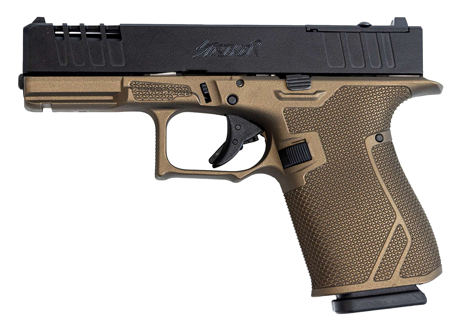 Great Lakes Firearms GL19BRZ Striker Compact Frame 9mm Luger 15+1 4" Black Nitride Steel Barrel, Black Cerakote Serrated w/Slide Cuts Steel Slide, Bronze Cerakote Polymer Frame & Grip, Ambidextrous