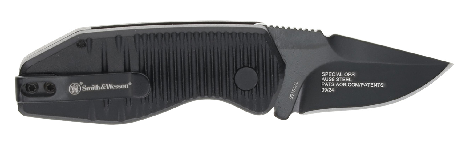 SW Knives Special Ops Push Button Auto Mini Folding Drop Point Knife, 1.90 in AUS-8A SS