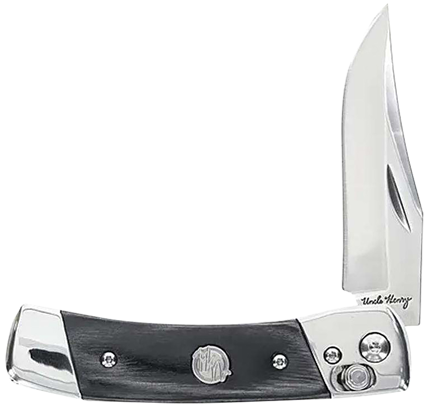 Battenfeld Uncle Henry 1222001 Smokey 2.90" Folding Plain Blade 7Cr17MoV SS Black/SS Wood Laminate