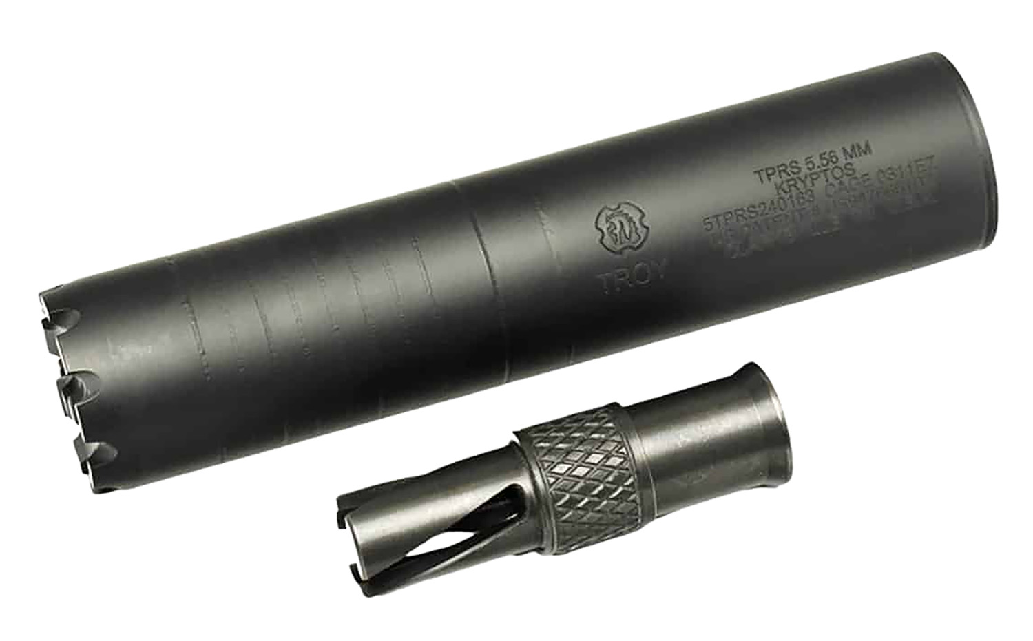 Troy Kryptos Suppressor for .223 Rem / 5.56 NATO, Full-Auto Rated, Black Stainless Steel
