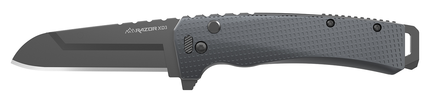 Outdoor Edge Razor XD3 3 in Folding Plain 420J2 SS Blade Charcoal