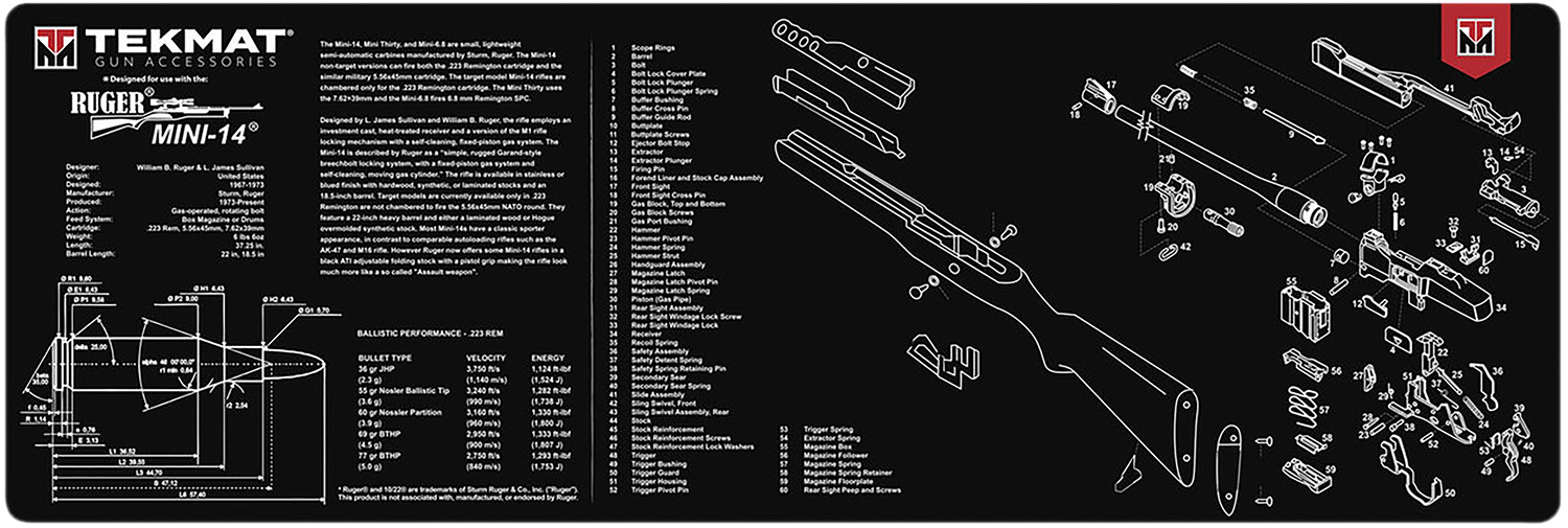 TekMat TEKR36MINI14 Ruger Mini-14 Cleaning Mat 36 in Black/White