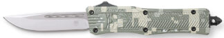 Cobratec CTK-1 Small OTF Dual-Action Knife, 2.75 in D2 Steel Blade, Digital Camo Aluminum Handle