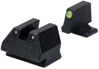 Heckler & Koch 51000939 VP or Elevated Night Sight Set, Fixed Green Tritium, Black Frame
