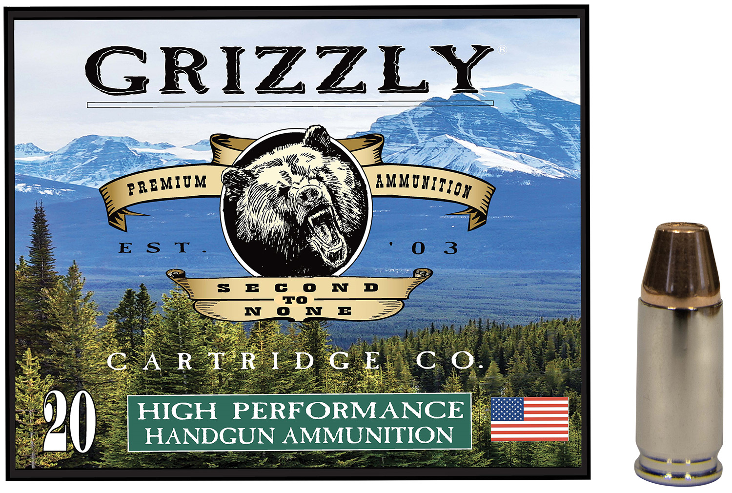 Grizzly Ammo GC9M+P 9mm Luger +P 124 Grain FMJ Flat Point 20-Round Box