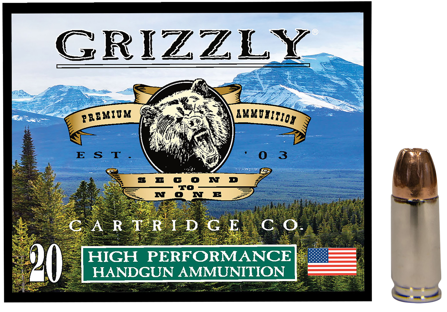 Grizzly Ammo GC9+P+CM9 9mm Luger +P 115 gr JHP, 20 Rounds Per Box