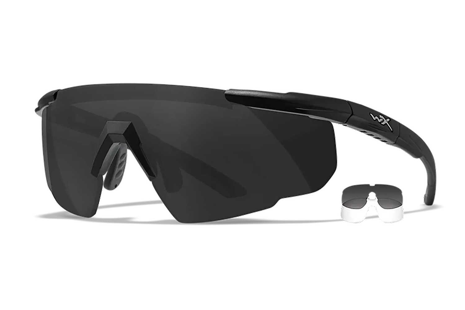 Wiley X Saber Advanced 315 Eyewear, Smoke Gray/Clear Lens, Polycarbonate Black Frame