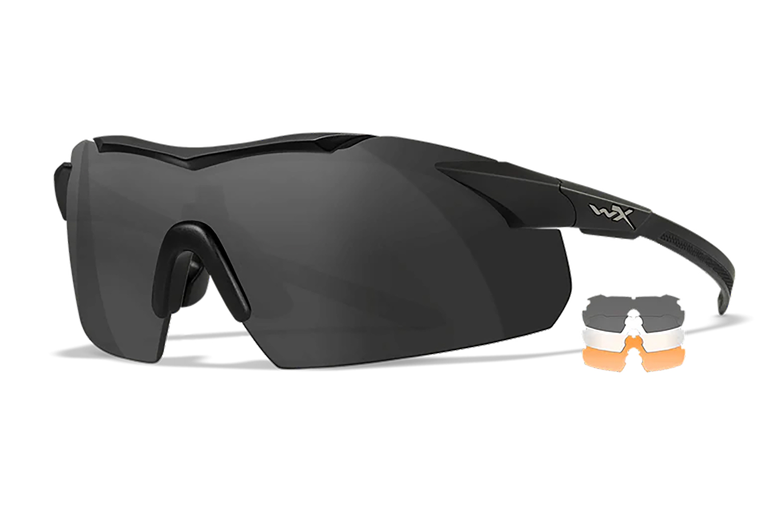 Wiley X Vapor 3552 Comm Temples Ballistic Safety Eyewear, Smoke Gray/Clear, Matte Black Frame