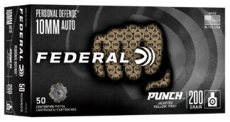 Federal Punch 10mm Auto 200 Grain JHP Ammunition, 50 Rounds Per Box