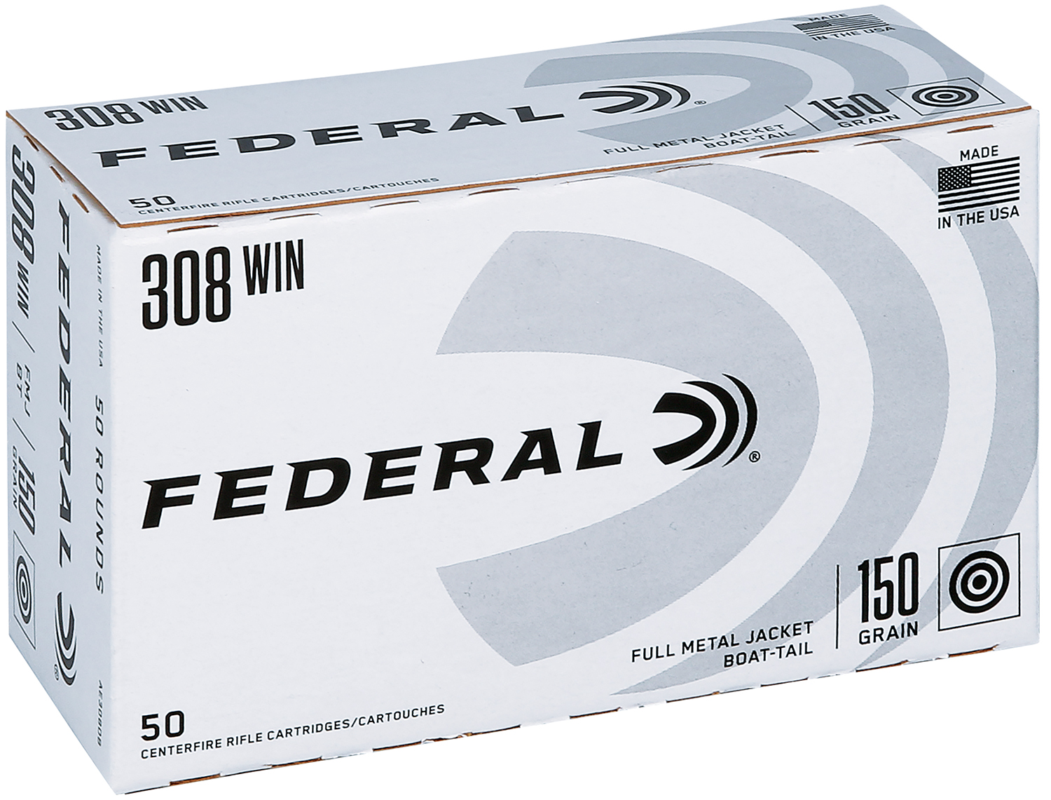 Federal American Eagle .308 / 7.62 NATO 150 gr FMJ, 50 Rounds Per Box
