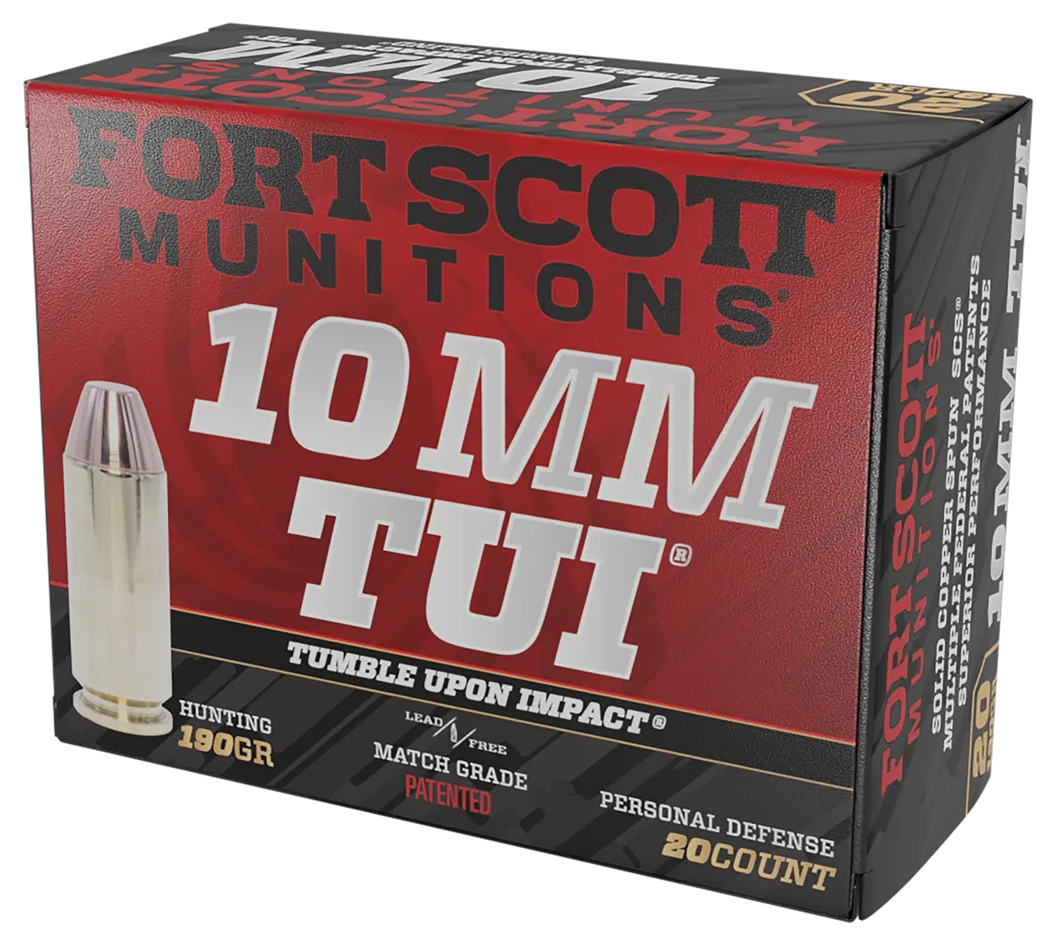 Fort Scott Munitions Claw Defense 10mm 190gr Solid Copper Spun, 20 Rounds