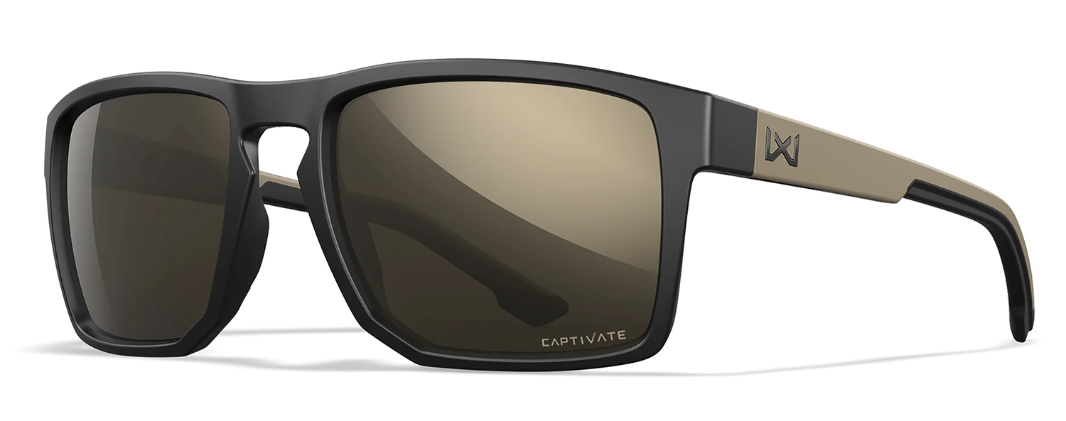 Wiley X WX Founder Sunglasses Tungsten Mirror Polycarbonate Matte Black with Tan Frame