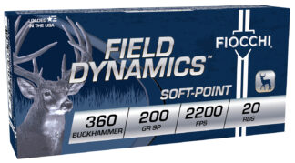 Fiocchi Field Dynamics .360 Buckhammer 200 gr Soft Point Ammo, 20 Rounds