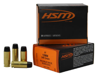 HSM 10MM17N 10mm Auto 240 gr Hard Cast Long Flat Nose Subsonic Ammo