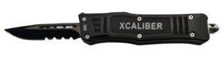 XCALIBER KNIFE COMPANY 380 ACP Small 2.75 in OTF Part Serrated Black 440C SS Blade