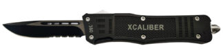 XCALIBER Knife Company OTF Serrated Black 3.80 in 440C SS Blade 5.30 in Handle