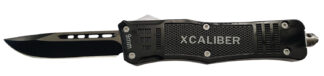 Xcaliber Knife Company 9mm Large 3.80" OTF Drop Point Black 440C SS Blade, 5.30" Steel Handle