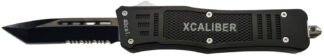 XCALIBER Knife Company 40 Cal Medium OTF Tanto, Part Serrated 3.25 in 440C SS Blade