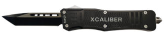 XCALIBER Knife Company Large OTF Tanto Knife, 3.80 in 440C SS Blade, Black