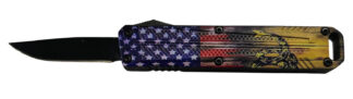 XCALIBER Knife Company Mini OTF Drop Point 1.80 in 440C SS Blade Plain Black