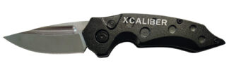 XCALIBER Switch Blade Knife 2.41 in D2 Steel Drop Point, 4.15 in Aluminum Handle