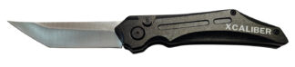 XCALIBER Knife Company Switch Blade Tanto Folding Knife, 3.50" D2 Blade, Black Aluminum Handle
