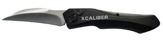 XCALIBER Knife Company Switch Blade 3.25 in D2 Steel Sheepsfoot Folding Knife, 4.50 in Black Aluminum Handle
