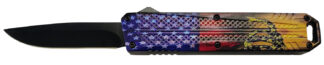 XCALIBER Knife Company Don't Tread on Me Medium OTF Drop Point Knife, 3.20 in 440C SS Blade