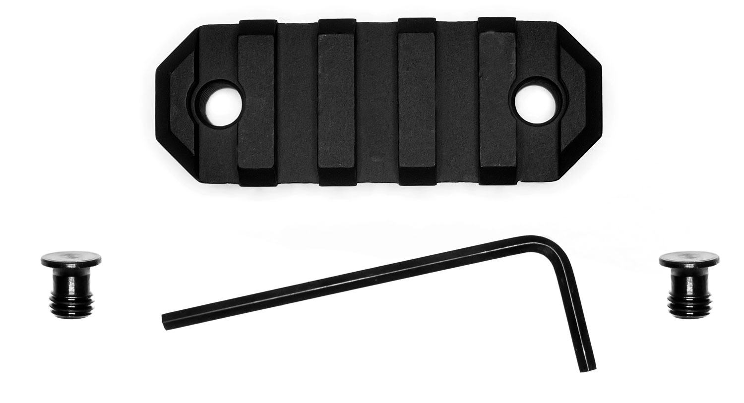 GrovTec Picatinny Keymod Rail 2.2 Inch 5-Slot, Type III Black Hard Anodized