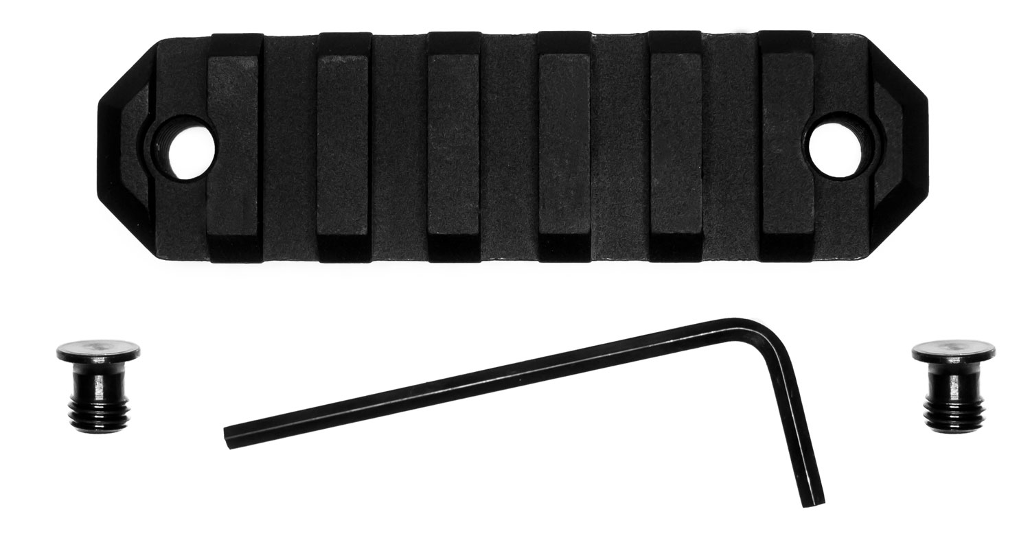 GrovTec 3 Inch 7-Slot Keymod Picatinny Rail, Type III Black Hard Anodized